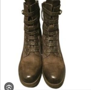 Miz Mooz Women's Gray Lace-Up Platform Ankle Boots